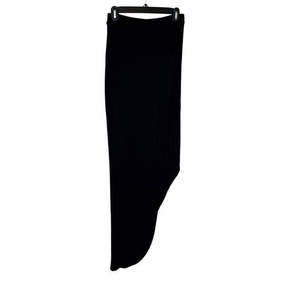 BCBGMaxazria Lia Asymmetrical Wrap Knit Pull On Black Midi Skirt Size Small - Picture 1 of 7